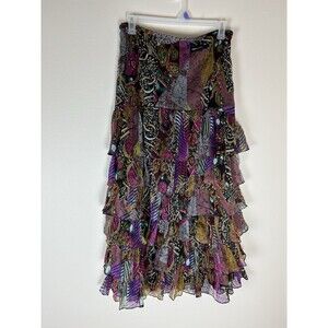 Vintage XL Tunique Skirt Maxi Tiered Animal Artsy Eclectic Unique Y2K Gypsy